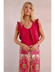 Top with ruffled sleeves