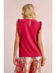 Top with ruffled sleeves