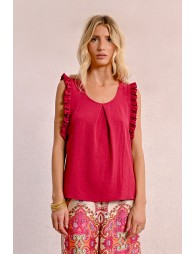 Top with ruffled sleeves