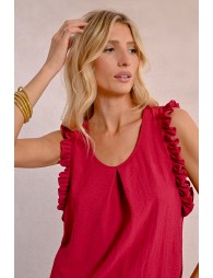 Top with ruffled sleeves