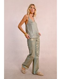 Iridescent cross-back camisole