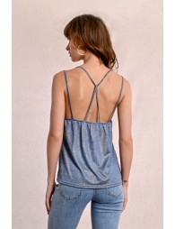 Iridescent cross-back camisole