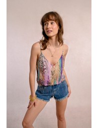 Semi-sheer printed camisole