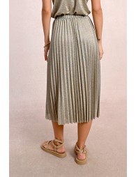 Long pleated and iridescent skirt