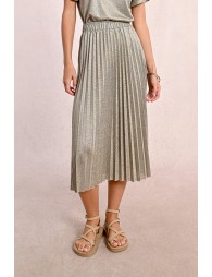 Long pleated and iridescent skirt