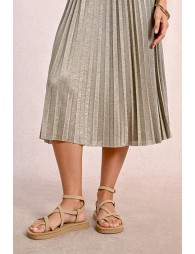 Long pleated and iridescent skirt