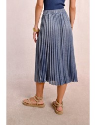 Long pleated and iridescent skirt