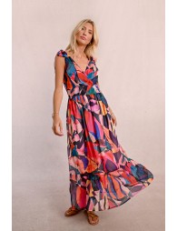 Printed semi-sheer maxi dress