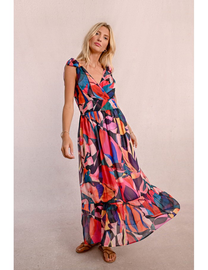 Printed semi-sheer maxi dress