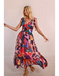 Printed semi-sheer maxi dress