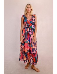 Printed semi-sheer maxi dress