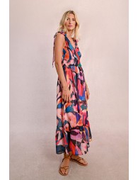 Printed semi-sheer maxi dress