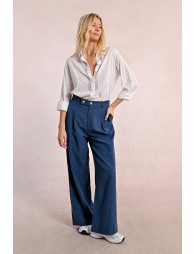 Straight pants with pleats