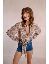 Printed and semi-transparent blouse