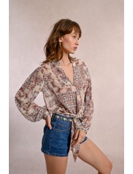 Printed and semi-transparent blouse