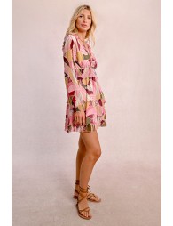 Printed dress with elasticated waist