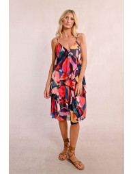 Asymmetrical printed dress