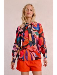 Blouse à col lavalière, à imprimé et en semi-trans