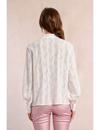 Heart-patterned pussy-bow blouse