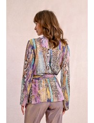 Long-sleeved printed kimono