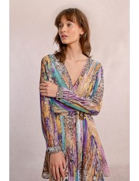 Robe courte ceinturée, à imprimé