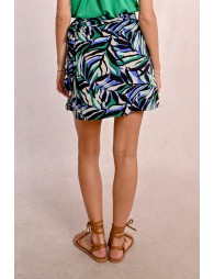 Short printed wrap skirt