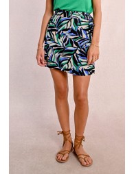 Short printed wrap skirt