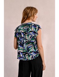 Top with ruffled sleeves, printed