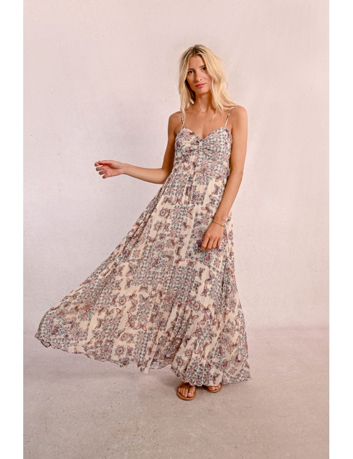 Long dress with straps and print