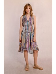 Short pleated and printed dress