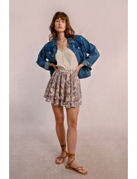 Ruffled printed mini skirt