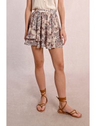 Ruffled printed mini skirt