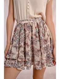 Ruffled printed mini skirt