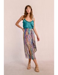 Long printed skirt, semi-transparent