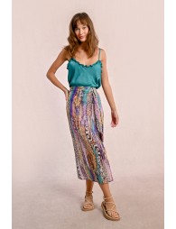 Long printed skirt, semi-transparent