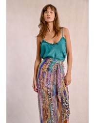 Long printed skirt, semi-transparent