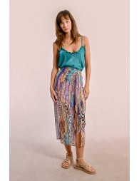 Long printed skirt, semi-transparent