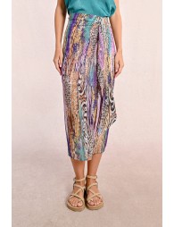 Long printed skirt, semi-transparent