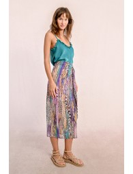 Long printed skirt, semi-transparent