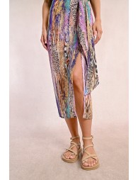 Long printed skirt, semi-transparent