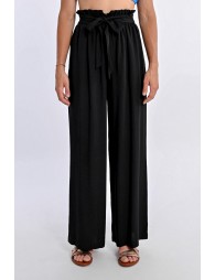 Wide pants with paper bag waist