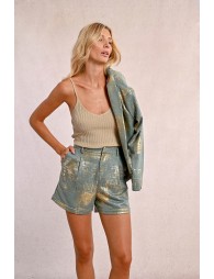 High-waisted iridescent shorts