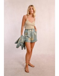 High-waisted iridescent shorts