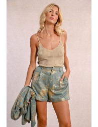 High-waisted iridescent shorts