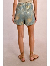 High-waisted iridescent shorts