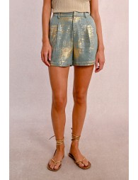 High-waisted iridescent shorts