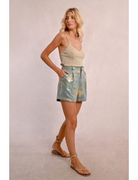 High-waisted iridescent shorts