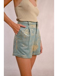 High-waisted iridescent shorts