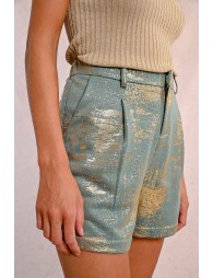 High-waisted iridescent shorts