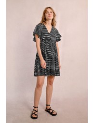 Vestido de manga corta con estampado y volantes